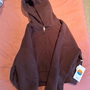 Vuori Brown Cropped Mini Zip